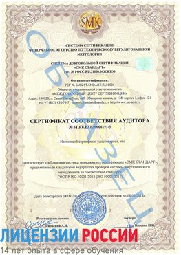 Образец сертификата соответствия аудитора №ST.RU.EXP.00006191-3 Кагальницкая Сертификат ISO 50001